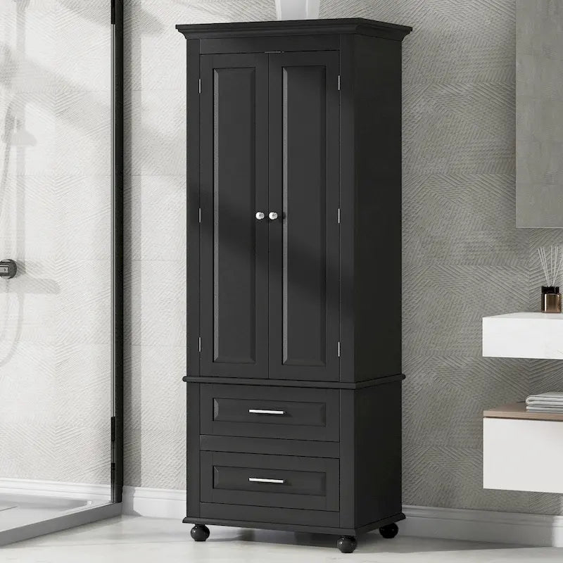 Freestanding Tall Storage Cabinet with 2 Drawers & 2 Doors for Bathroom/Office-32