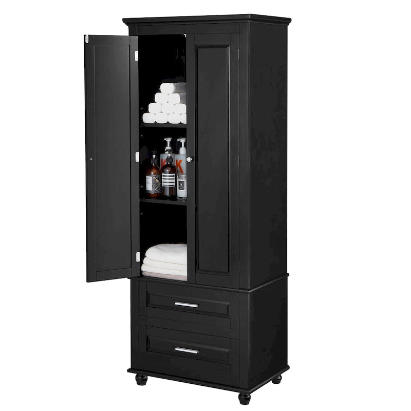 Freestanding Tall Storage Cabinet with 2 Drawers & 2 Doors for Bathroom/Office-10