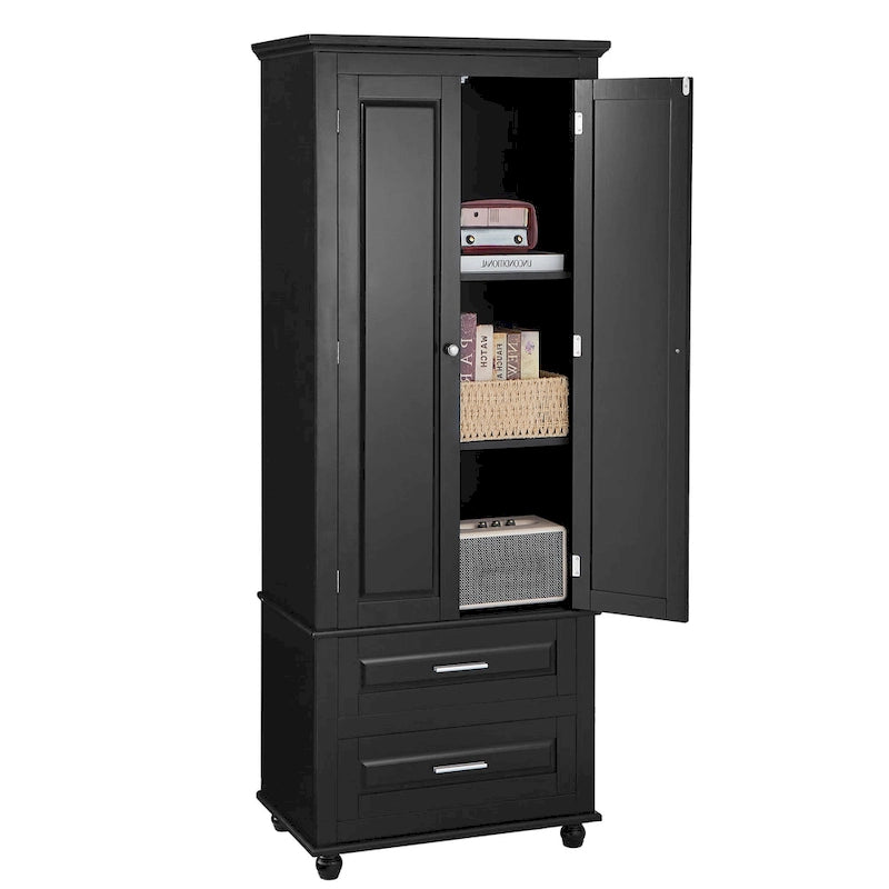 Freestanding Tall Storage Cabinet with 2 Drawers & 2 Doors for Bathroom/Office-11