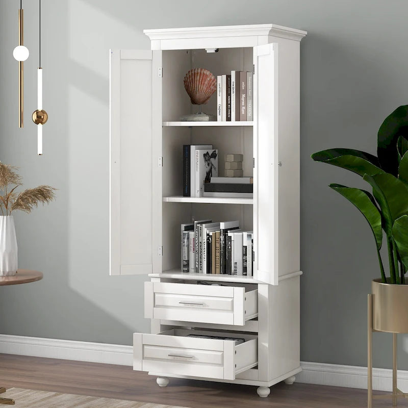 Freestanding Tall Storage Cabinet with 2 Drawers & 2 Doors for Bathroom/Office-23