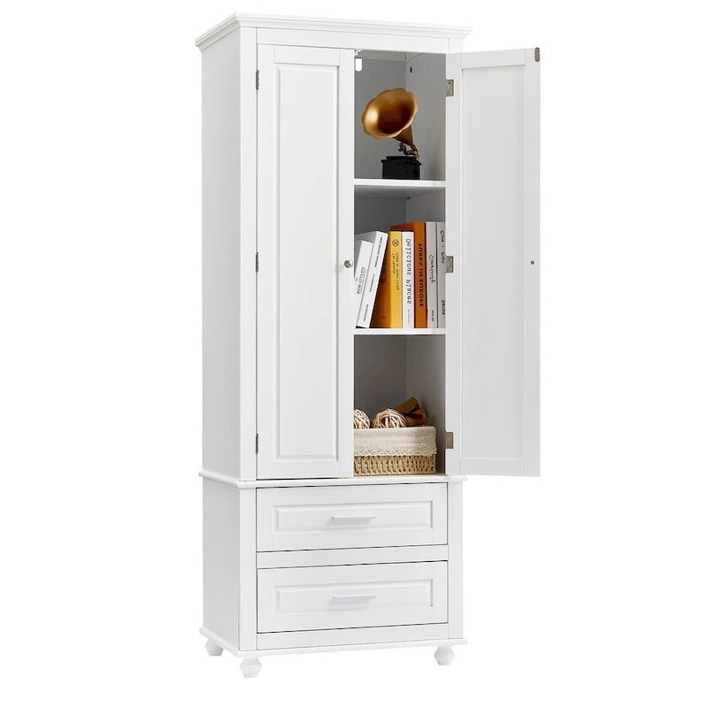 Freestanding Tall Storage Cabinet with 2 Drawers & 2 Doors for Bathroom/Office-28