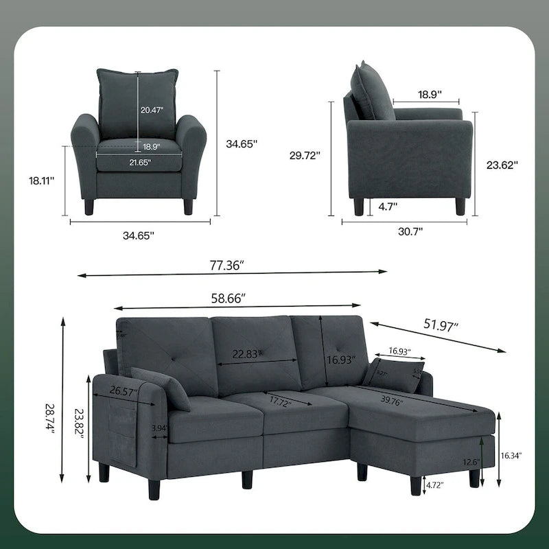 3 - Piece Living Room Set-4