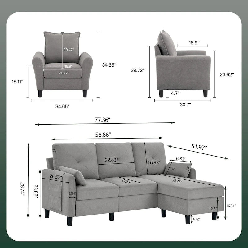 3 - Piece Living Room Set-11