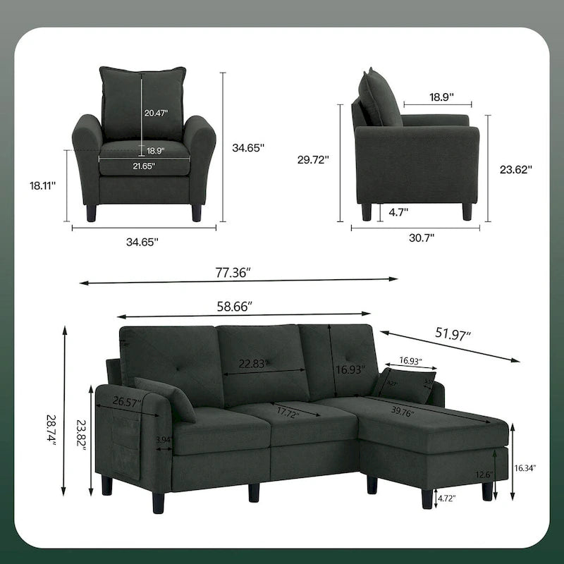 3 - Piece Living Room Set-18