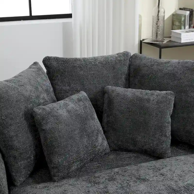 Modern Sofa Chair Round Accent Barrel Chair With 5 Pillows and Optional Ottoman-6