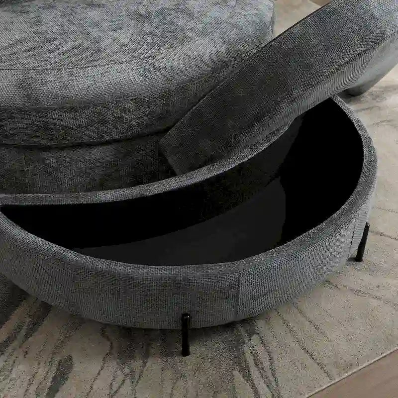 Modern Sofa Chair Round Accent Barrel Chair With 5 Pillows and Optional Ottoman-10