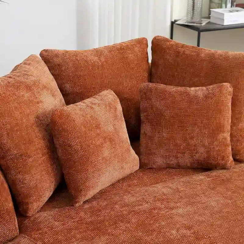 Modern Sofa Chair Round Accent Barrel Chair With 5 Pillows and Optional Ottoman-17