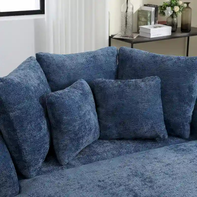 Modern Sofa Chair Round Accent Barrel Chair With 5 Pillows and Optional Ottoman-27