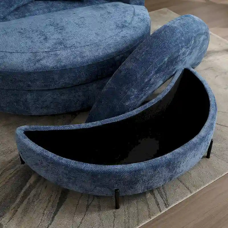 Modern Sofa Chair Round Accent Barrel Chair With 5 Pillows and Optional Ottoman-30