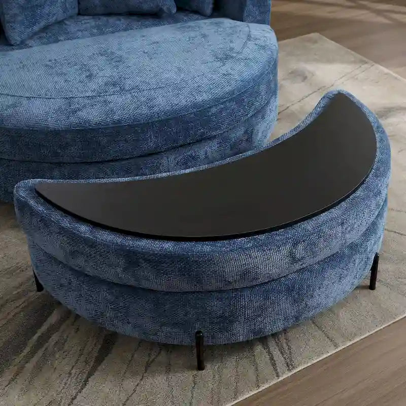 Modern Sofa Chair Round Accent Barrel Chair With 5 Pillows and Optional Ottoman-31