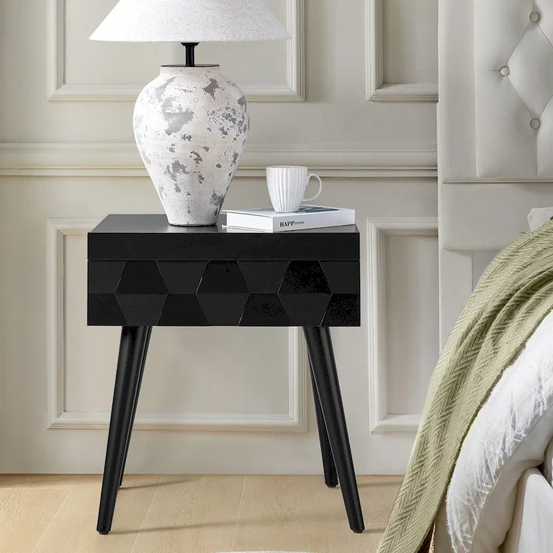 Julian Mid-century Modern End Table with Charging Station by HULALA HOME-33