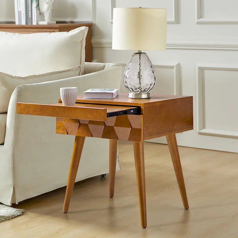 Julian Mid-century Modern End Table with Charging Station by HULALA HOME-3
