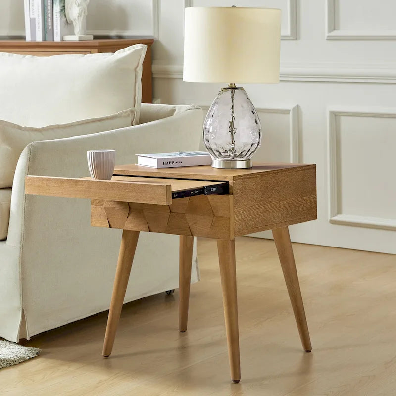 Julian Mid-century Modern End Table with Charging Station by HULALA HOME-6