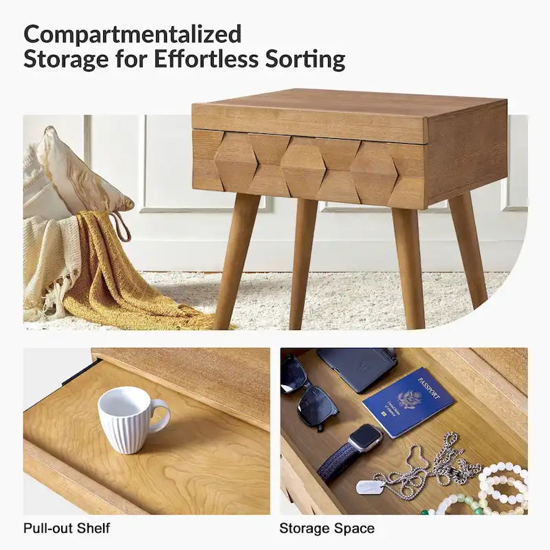 Julian Mid-century Modern End Table with Charging Station by HULALA HOME-7