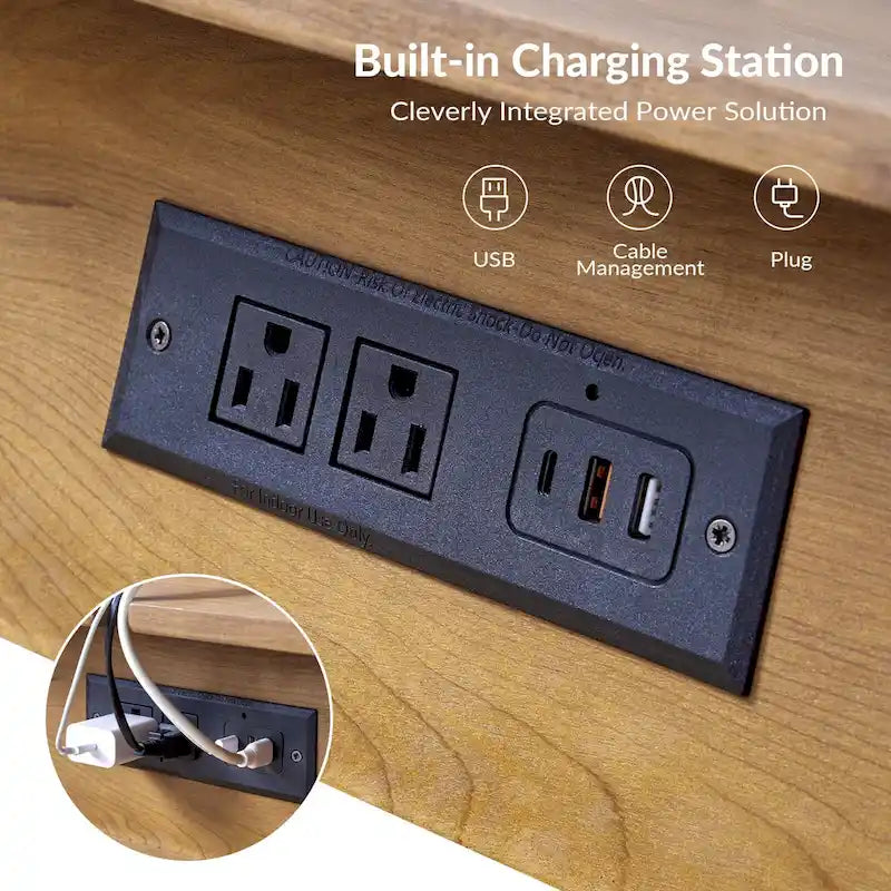 Julian Mid-century Modern End Table with Charging Station by HULALA HOME-8