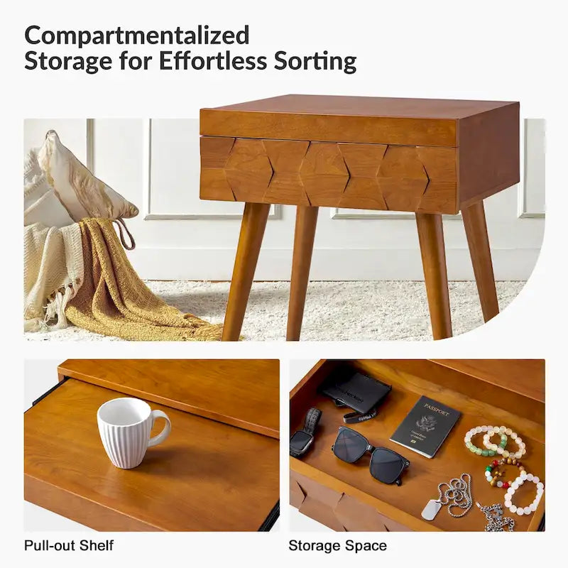 Julian Mid-century Modern End Table with Charging Station by HULALA HOME-12