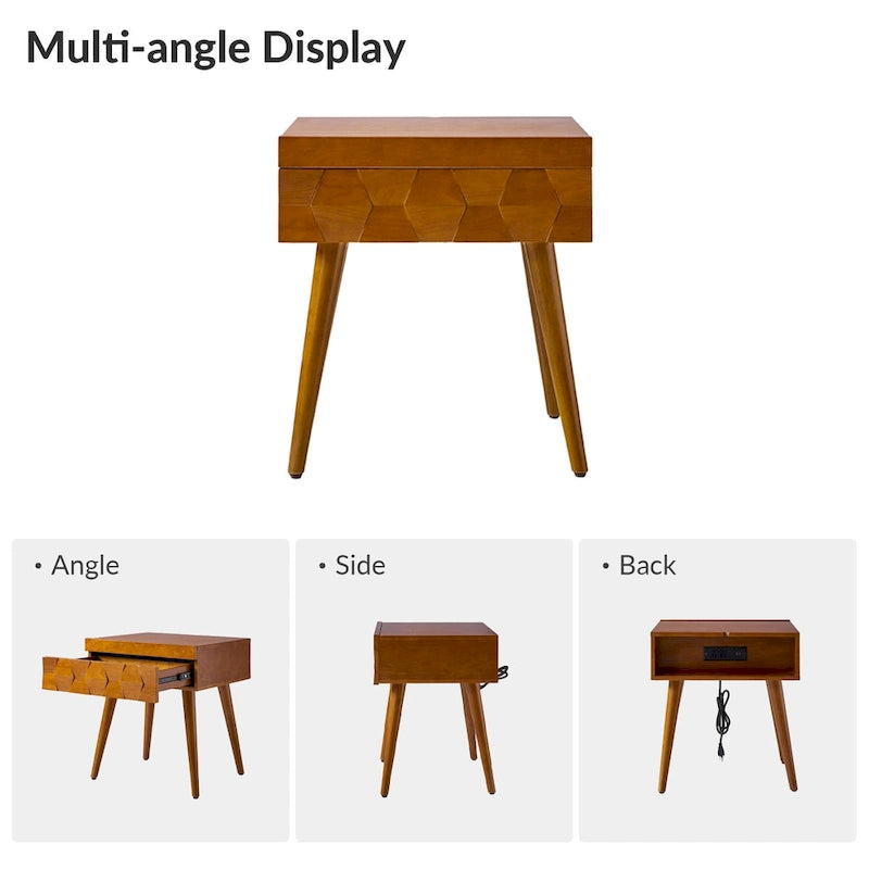 Julian Mid-century Modern End Table with Charging Station by HULALA HOME-15