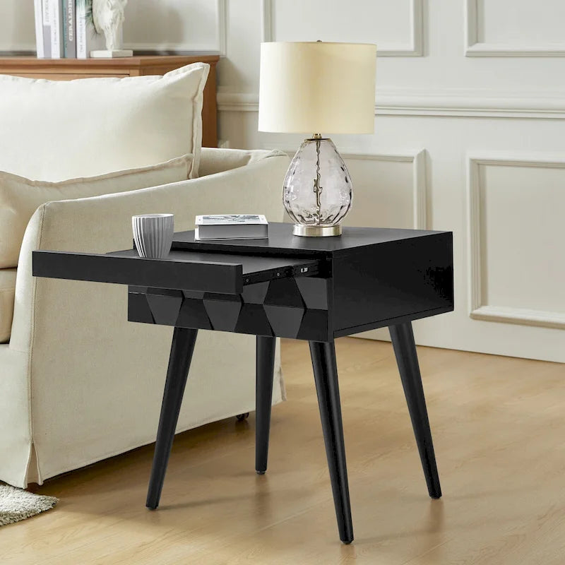 Julian Mid-century Modern End Table with Charging Station by HULALA HOME-19