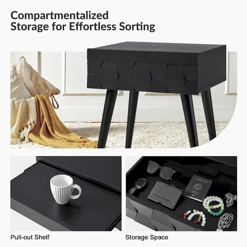 Julian Mid-century Modern End Table with Charging Station by HULALA HOME-20