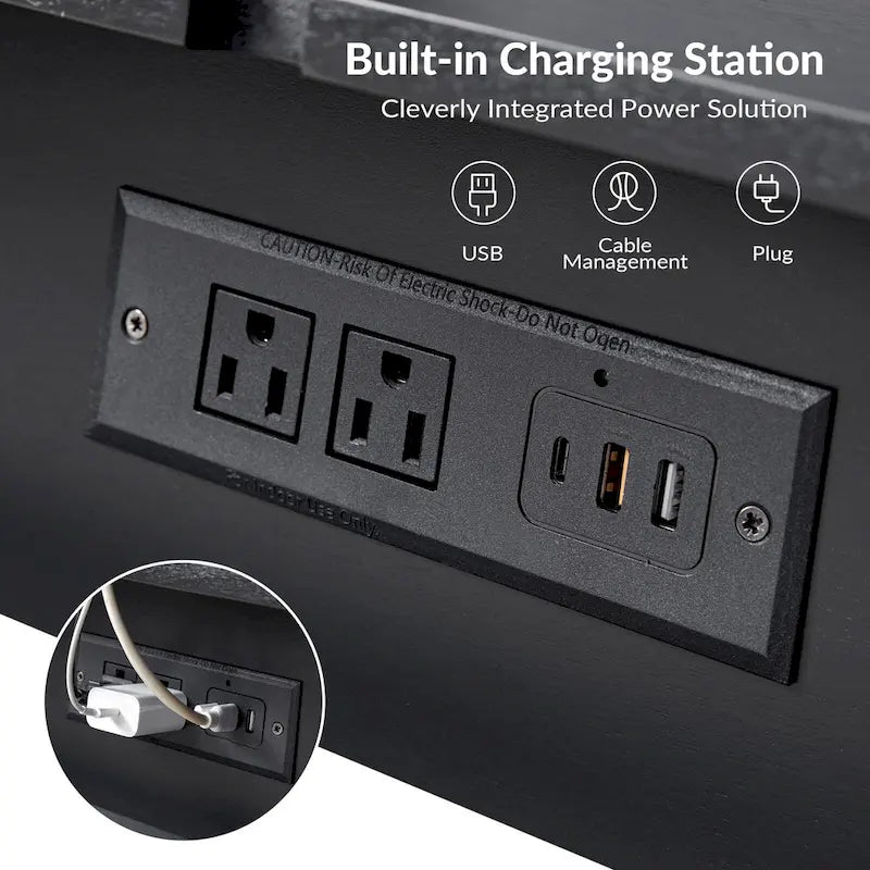 Julian Mid-century Modern End Table with Charging Station by HULALA HOME-21