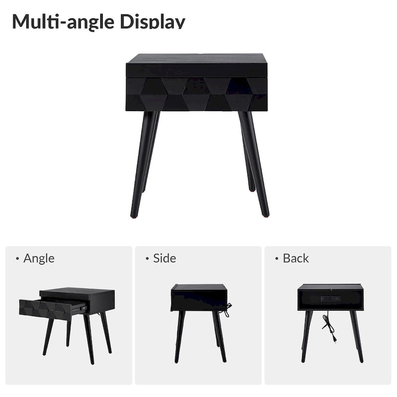 Julian Mid-century Modern End Table with Charging Station by HULALA HOME-23