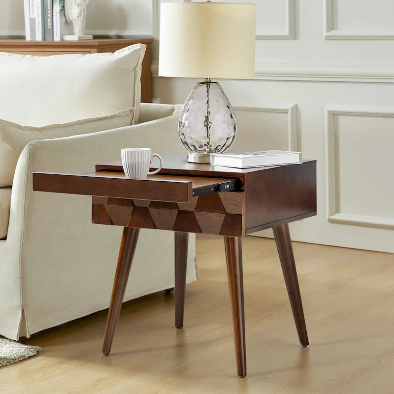 Julian Mid-century Modern End Table with Charging Station by HULALA HOME-27