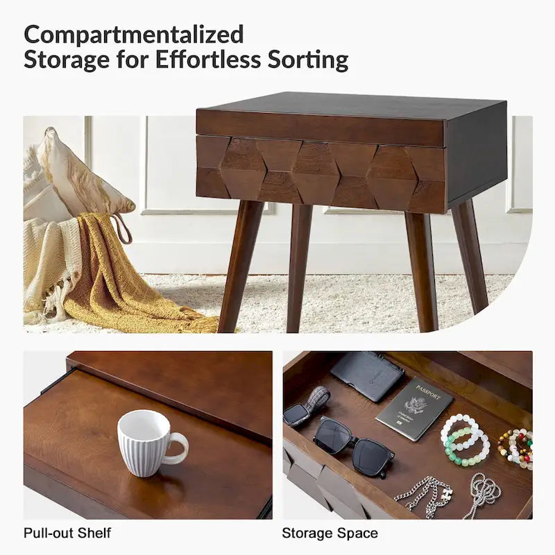 Julian Mid-century Modern End Table with Charging Station by HULALA HOME-28