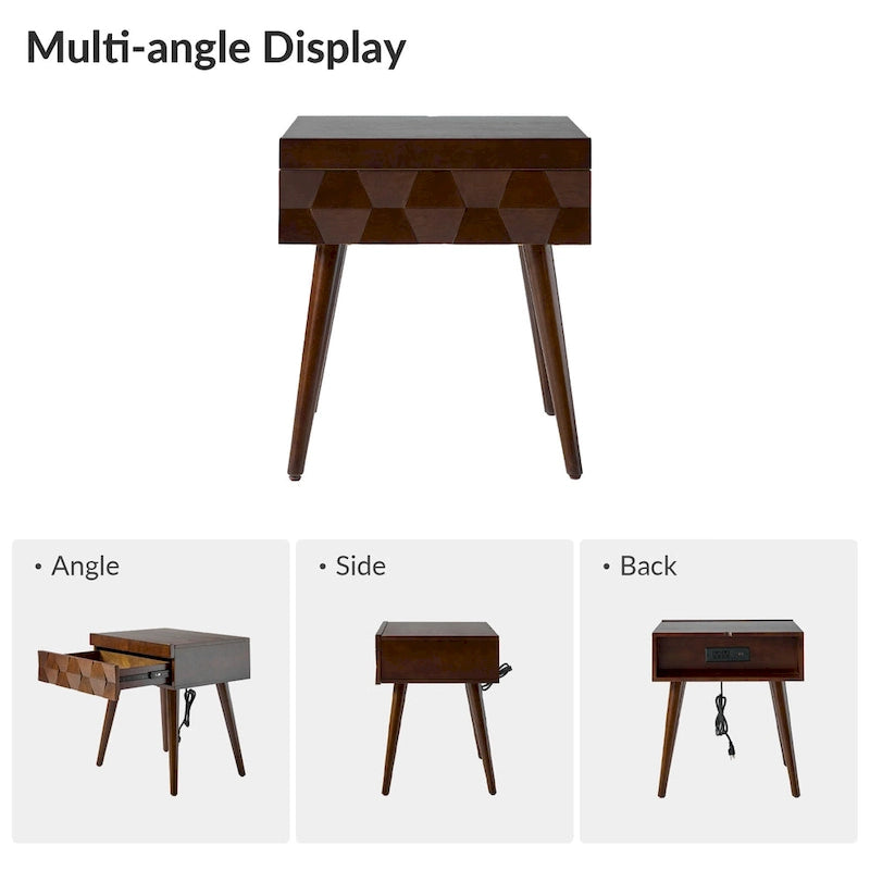 Julian Mid-century Modern End Table with Charging Station by HULALA HOME-31