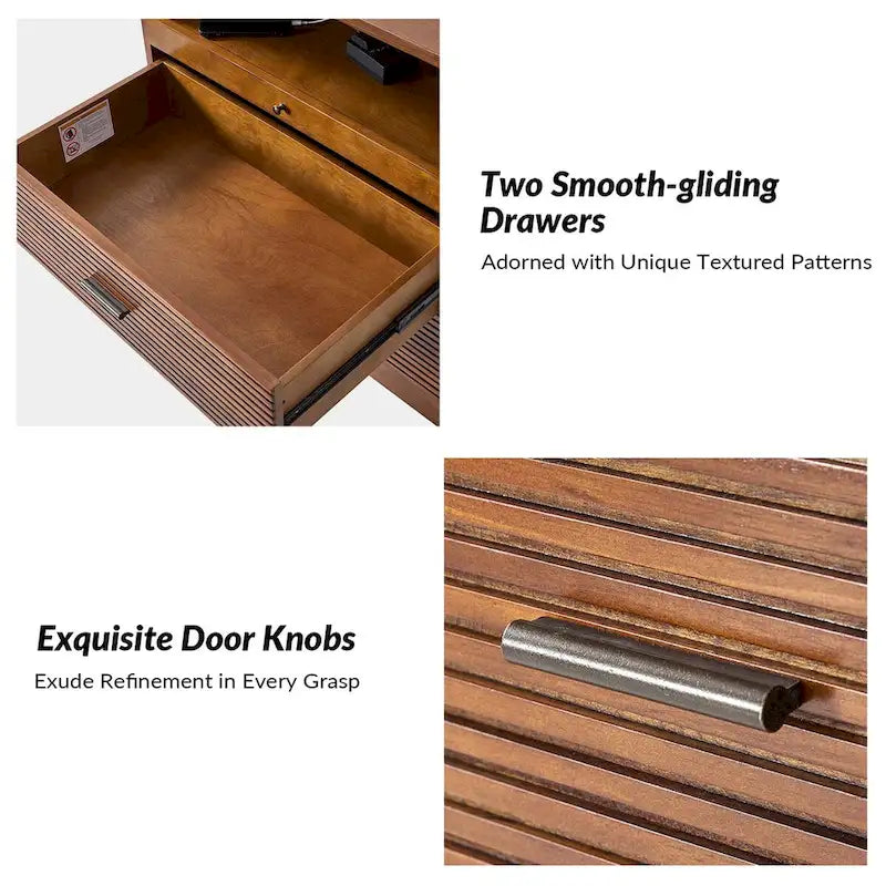 Lorenz Mid-century Nightstand with USB and LED Light Set of 2 by HULALA HOME-7