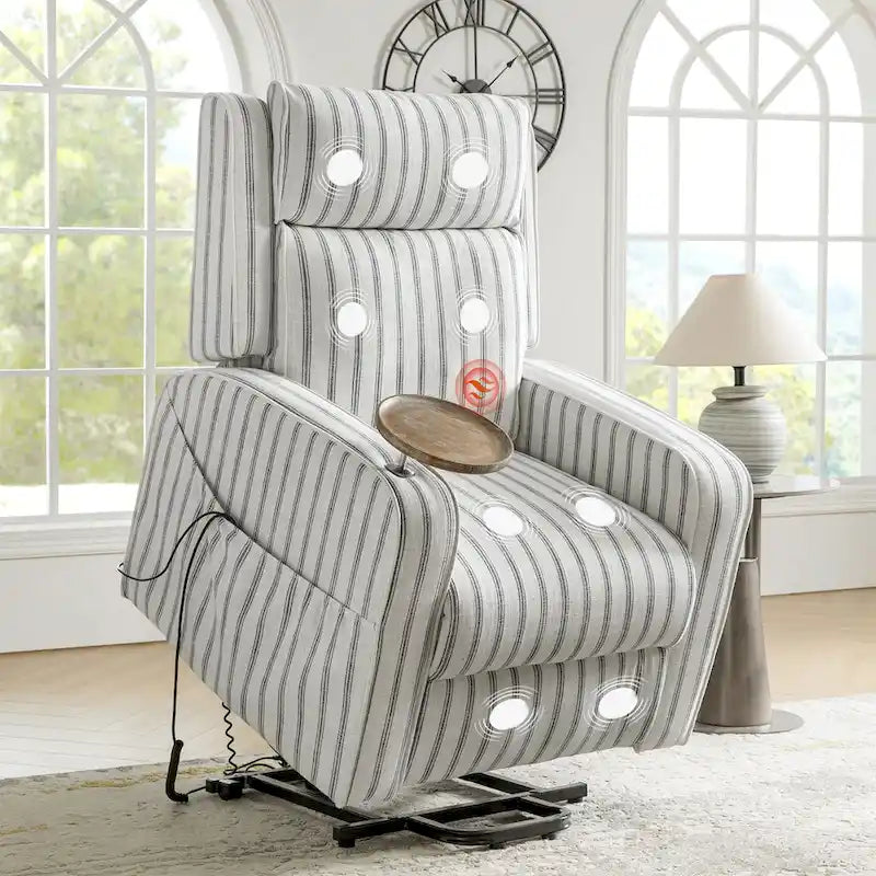 Darrell Modern Lift Assist Massage and Heating Power Recliner with Charing and Soild Wood Tray by HULALA HOME-6