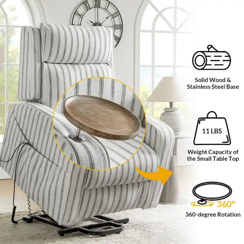 Darrell Modern Lift Assist Massage and Heating Power Recliner with Charing and Soild Wood Tray by HULALA HOME-7