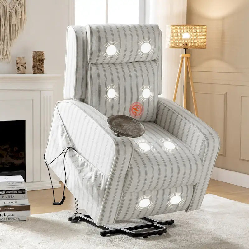 Darrell Modern Lift Assist Massage and Heating Power Recliner with Charing and Soild Wood Tray by HULALA HOME-12