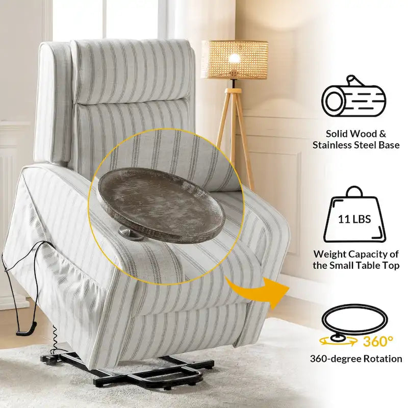 Darrell Modern Lift Assist Massage and Heating Power Recliner with Charing and Soild Wood Tray by HULALA HOME-13