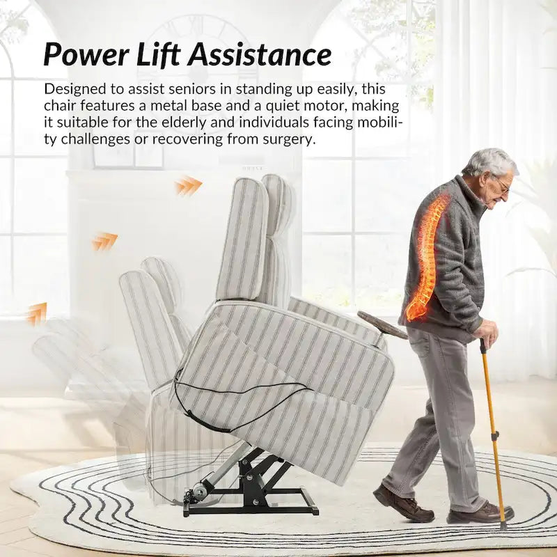 Darrell Modern Lift Assist Massage and Heating Power Recliner with Charing and Soild Wood Tray by HULALA HOME-14