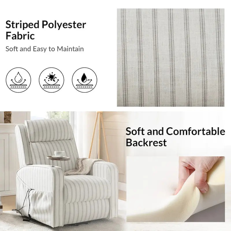 Darrell Modern Lift Assist Massage and Heating Power Recliner with Charing and Soild Wood Tray by HULALA HOME-16