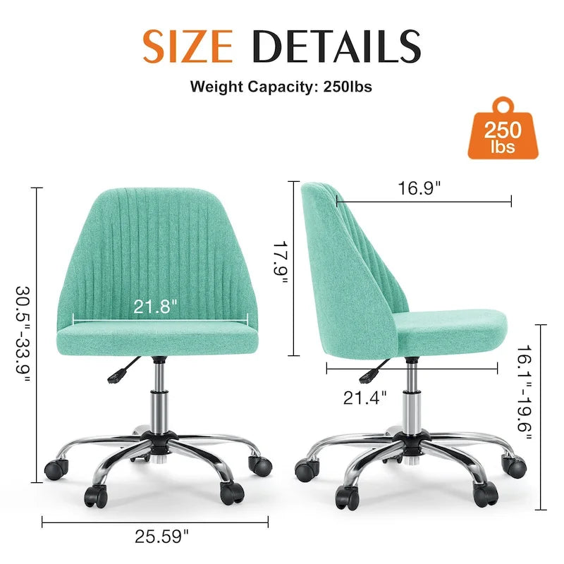 Armless Home Office Desk Chair with Wheels for Small Spaces-47