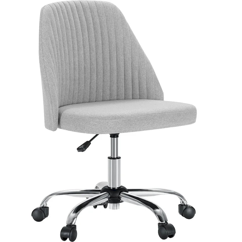 Armless Home Office Desk Chair with Wheels for Small Spaces