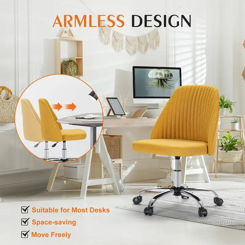 Armless Home Office Desk Chair with Wheels for Small Spaces-15