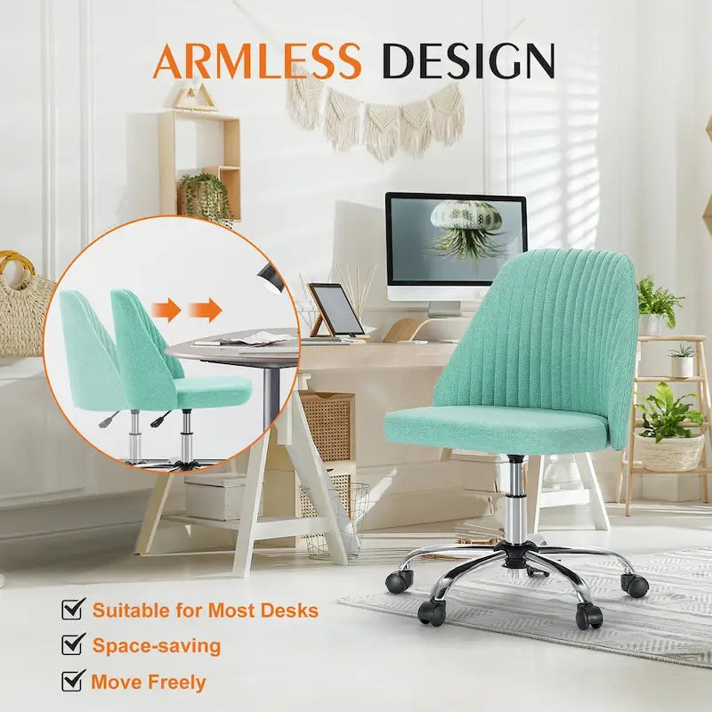 Armless Home Office Desk Chair with Wheels for Small Spaces-23