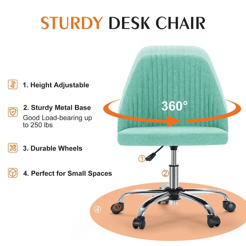 Armless Home Office Desk Chair with Wheels for Small Spaces-24
