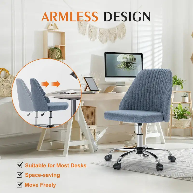 Armless Home Office Desk Chair with Wheels for Small Spaces-30