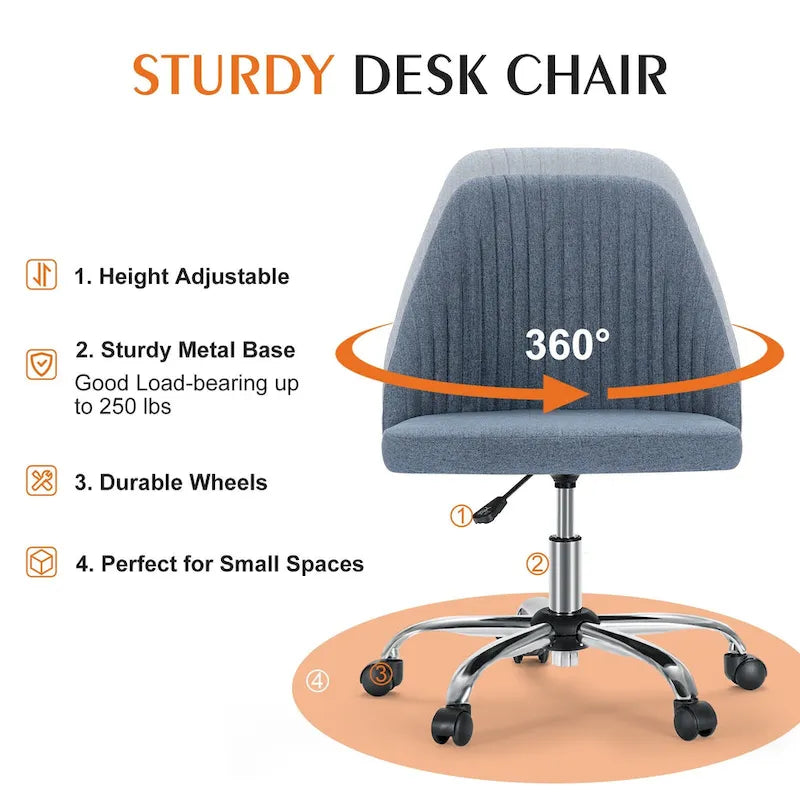Armless Home Office Desk Chair with Wheels for Small Spaces-33
