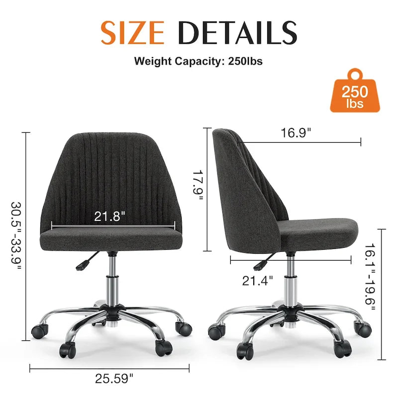 Armless Home Office Desk Chair with Wheels for Small Spaces-36