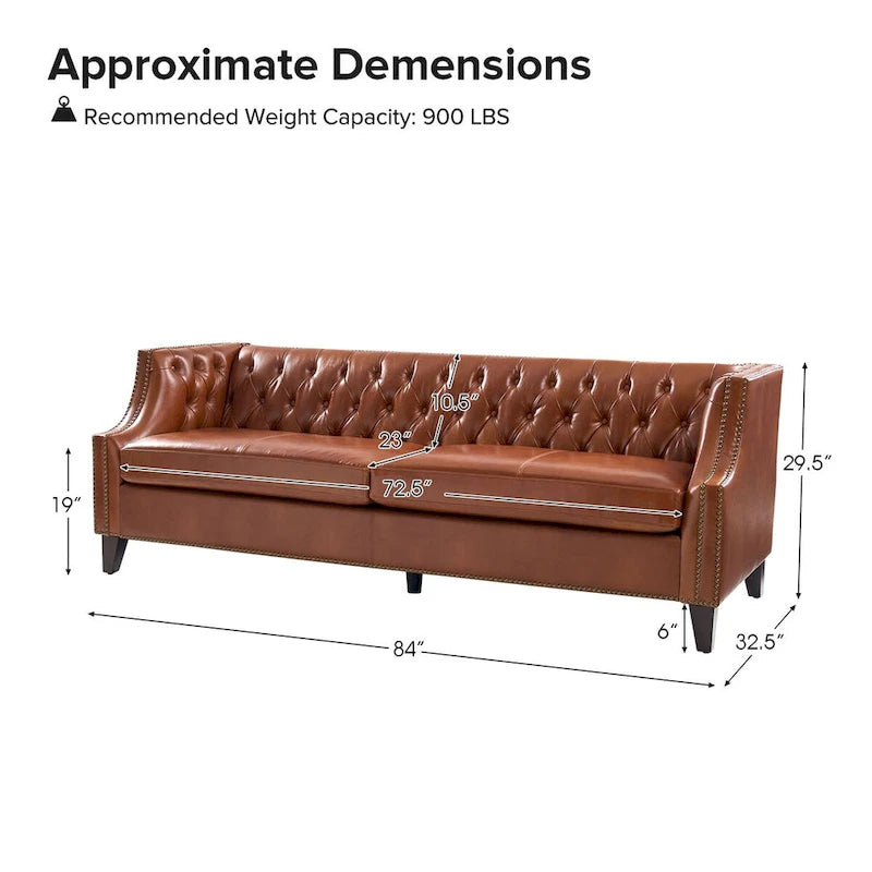 Eugne Transitional Genuine Leather Tufted Design Sofa with Solid Wood Legs by HULALA HOME-27