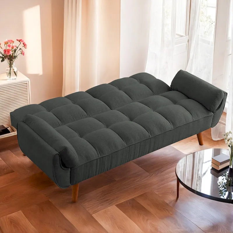 75.39 INCH Futon Sofa Bed, Convertible Folding Futon Couch Recliner Lounge For Living Room With 2 Pillow/Armrest-13
