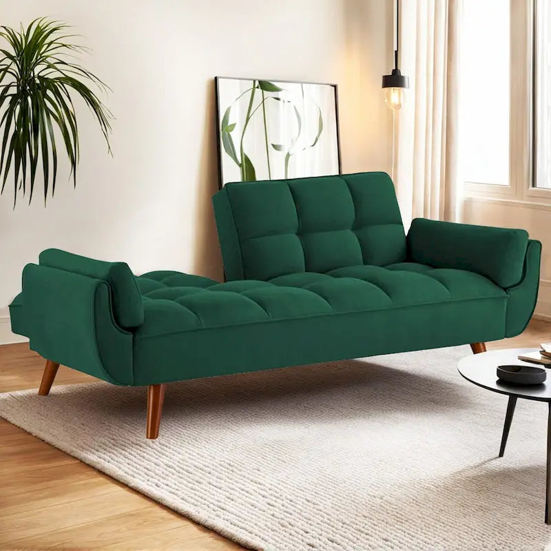 75.39 INCH Futon Sofa Bed, Convertible Folding Futon Couch Recliner Lounge For Living Room With 2 Pillow/Armrest-28