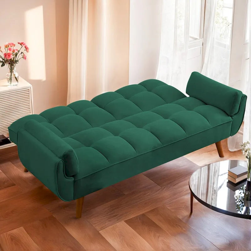 75.39 INCH Futon Sofa Bed, Convertible Folding Futon Couch Recliner Lounge For Living Room With 2 Pillow/Armrest-29