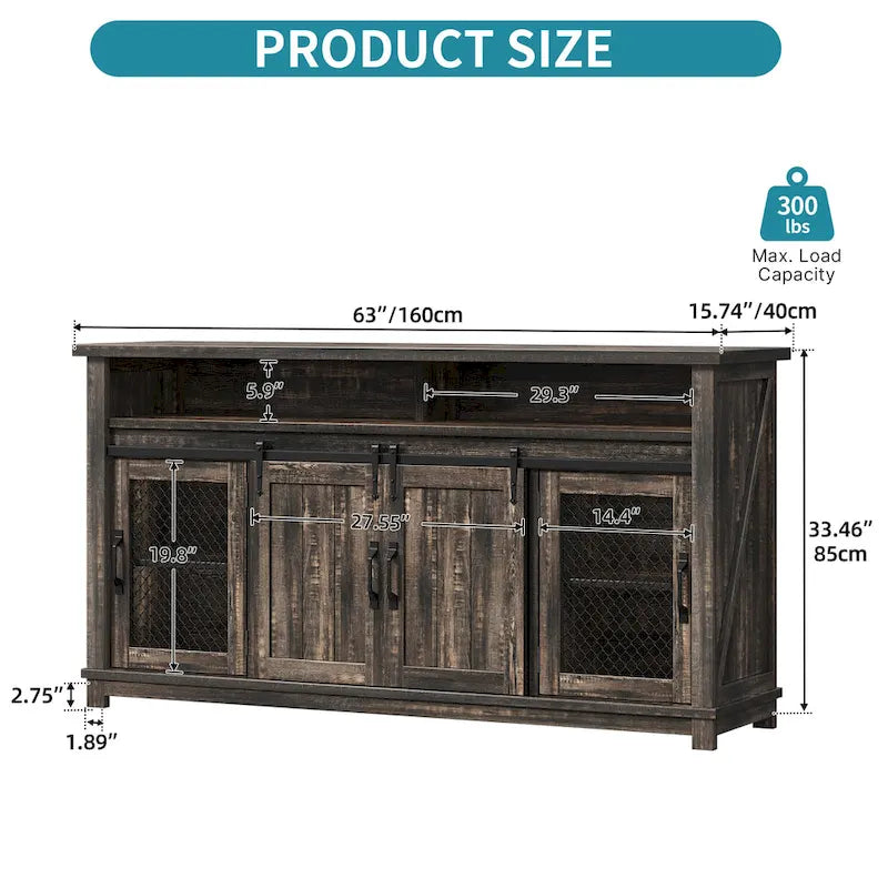 Farmhouse Sideboard Buffet Cabinet with Sliding Barn Doors-2