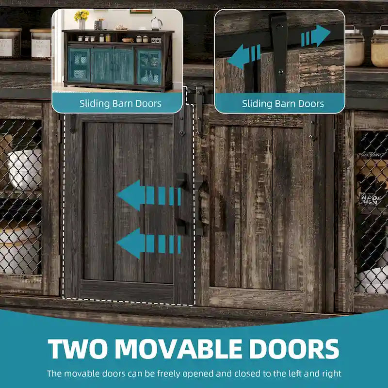 Farmhouse Sideboard Buffet Cabinet with Sliding Barn Doors-4