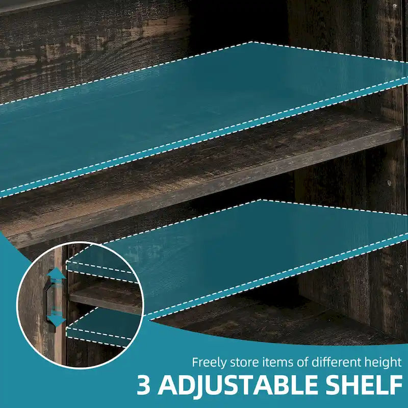 Farmhouse Sideboard Buffet Cabinet with Sliding Barn Doors-5